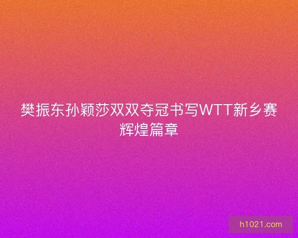 樊振东孙颖莎双双夺冠书写WTT新乡赛辉煌篇章