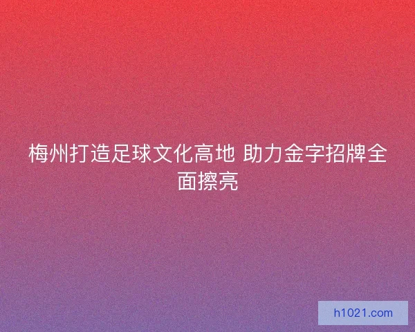 梅州打造足球文化高地 助力金字招牌全面擦亮