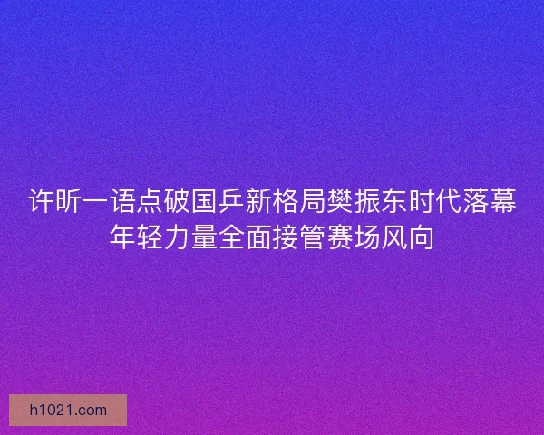 许昕一语点破国乒新格局樊振东时代落幕年轻力量全面接管赛场风向